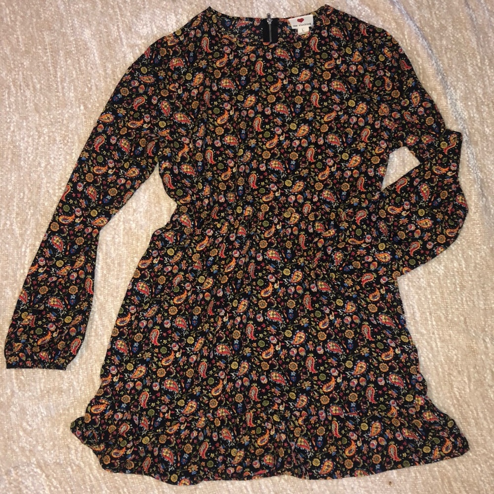 One Clothing LG Long Sleeve Paisley Print Dress